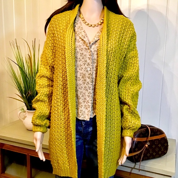 Sale! QUALITY CABLE KNIT OVERSIZE CARDIGAN GOLDEN HONEY - Picture 5 of 10